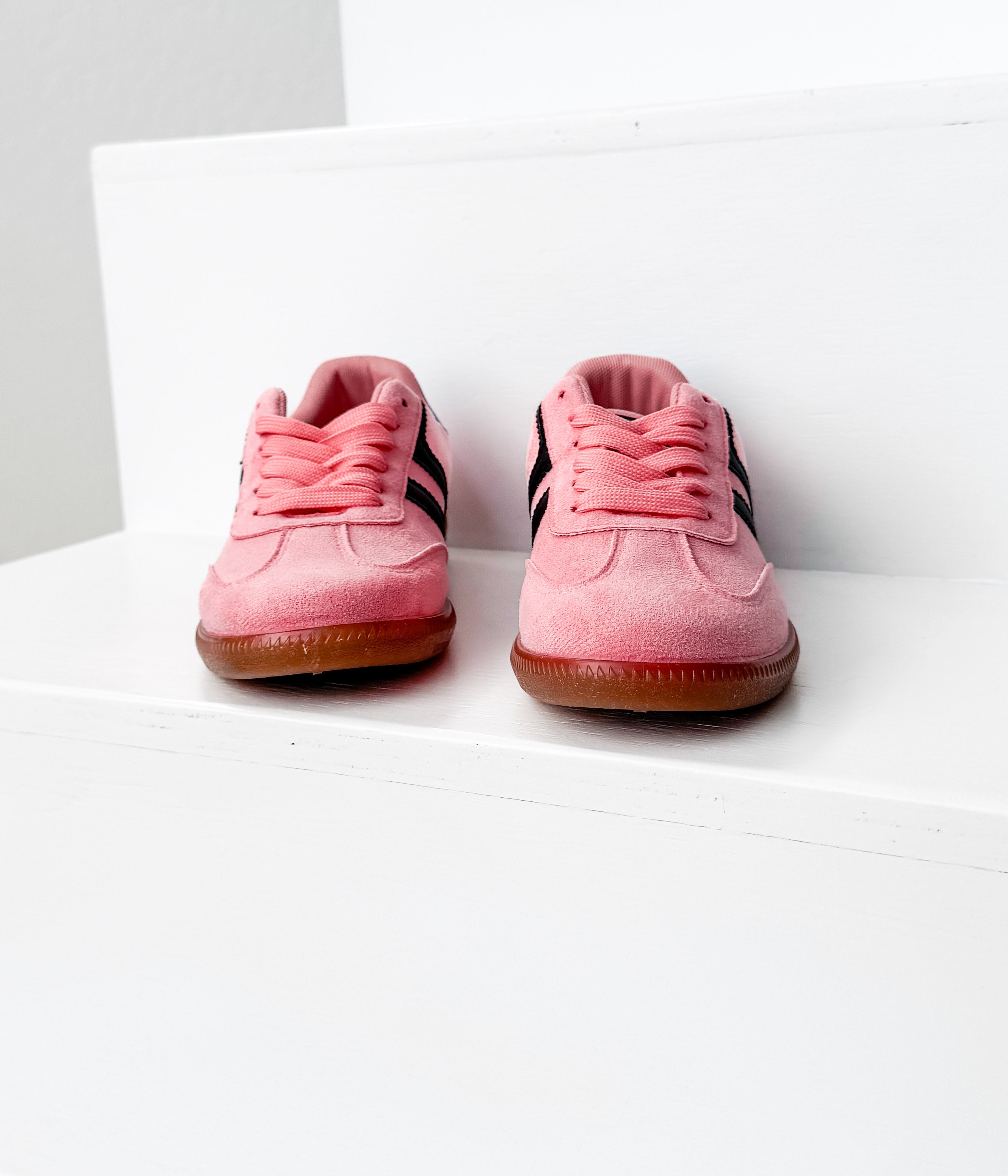 Stockholm Pink Velvet Sneaker With Black Teal Accents Naughty Monkey